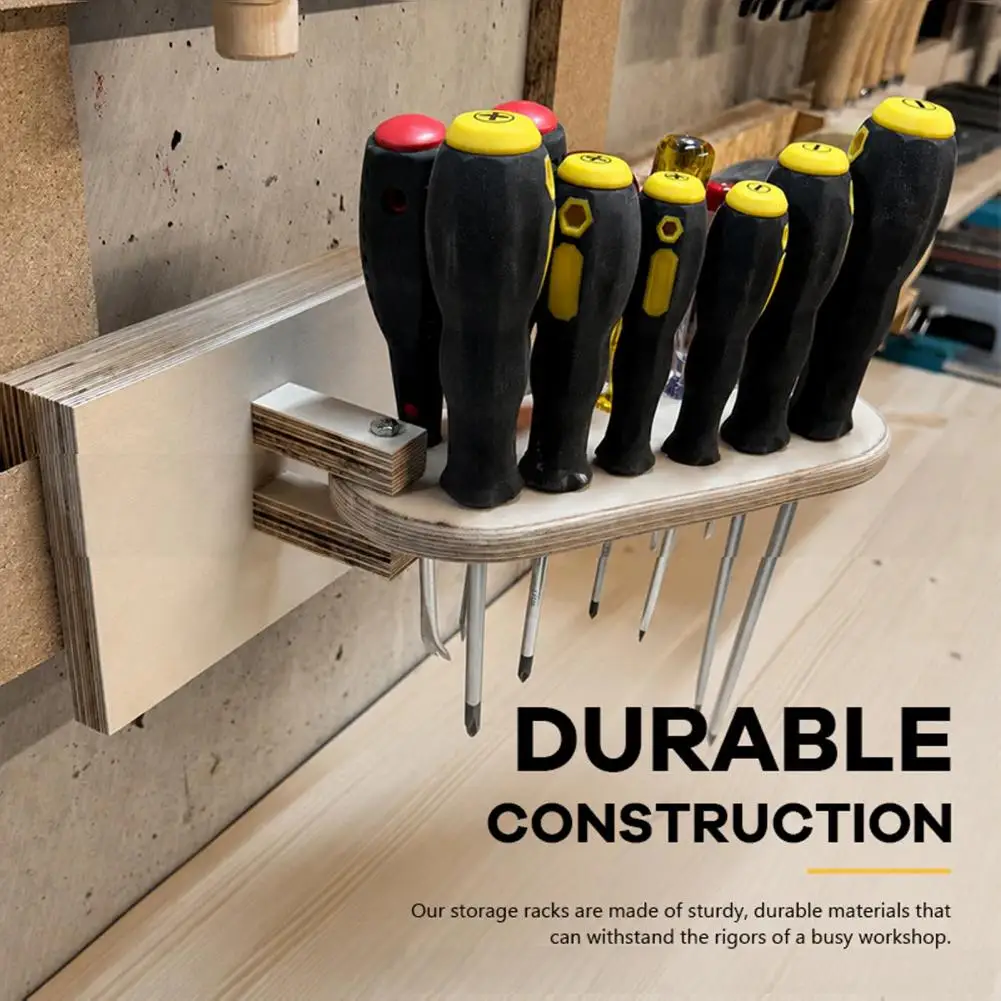 Rotatable Hand Tool Storage Rotatable Screwdriver Storage Rack Wall Mounted Wooden Tool Organizer Multi-hole for Workbench