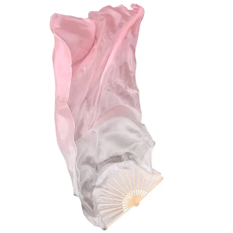 

Silk Dance Long Fan Light Pink Gradient Long Silk Fan Square Dance Performance Simulation Silk Fan Group Performance Elegant