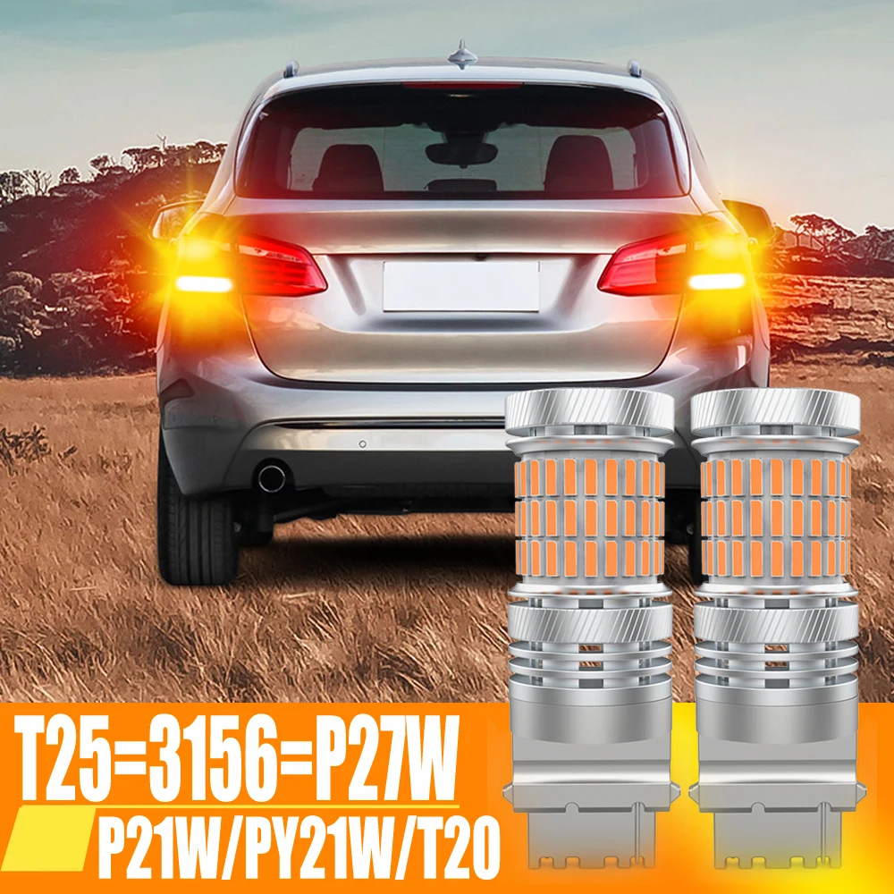 2 шт., Автомобильные Светодиодные поворотники 1156 P21W BA15S BAU15S PY21W T25 T20 W21W для Renault Duster Megane 2 3 Logan Clio Orange