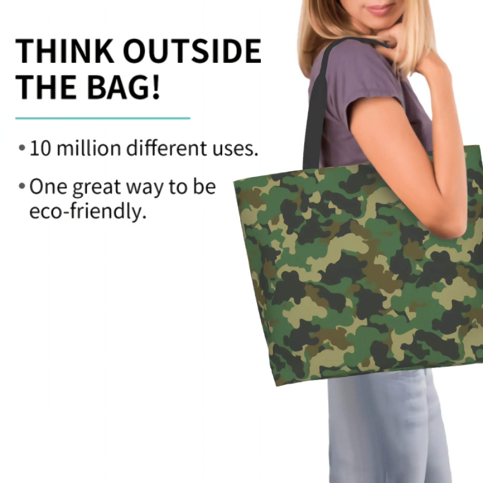 Green Abstract Camouflage Extra Large Grocery Bag Camo Forest Reusable Tote Bag Shopping Travel Storage ToteShoulder Bag