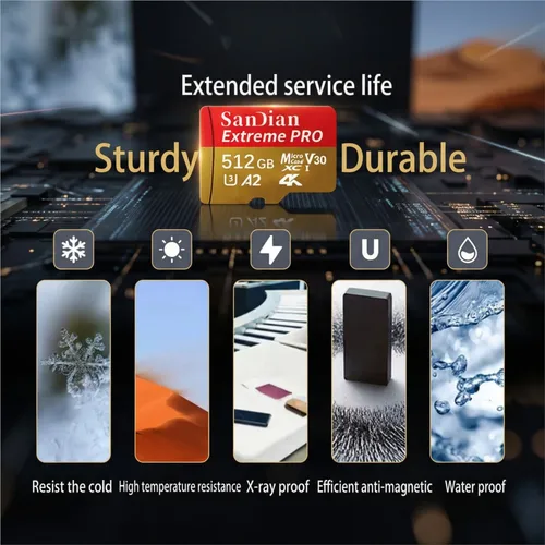 Imagen 2 del producto Tarjeta Micro SD/TF Ultra Original de 2TB 1TB, Tarjeta de Memoria SD de 256/512GB, Transferencia de Alta Velocidad para Teléfono/Dron/Dispositivo Portátil