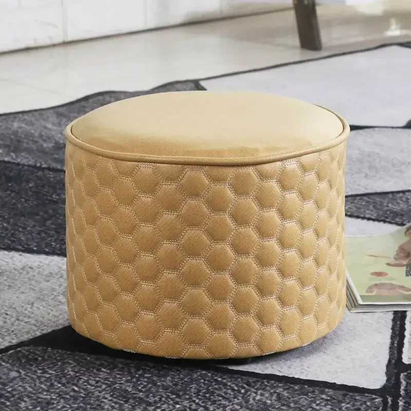 

Stools Household Art Round Ottomans Low Stool for Shoes Changing Tea Table Ottomans Sofa Stool Simple Modern Soft Seat Furniture