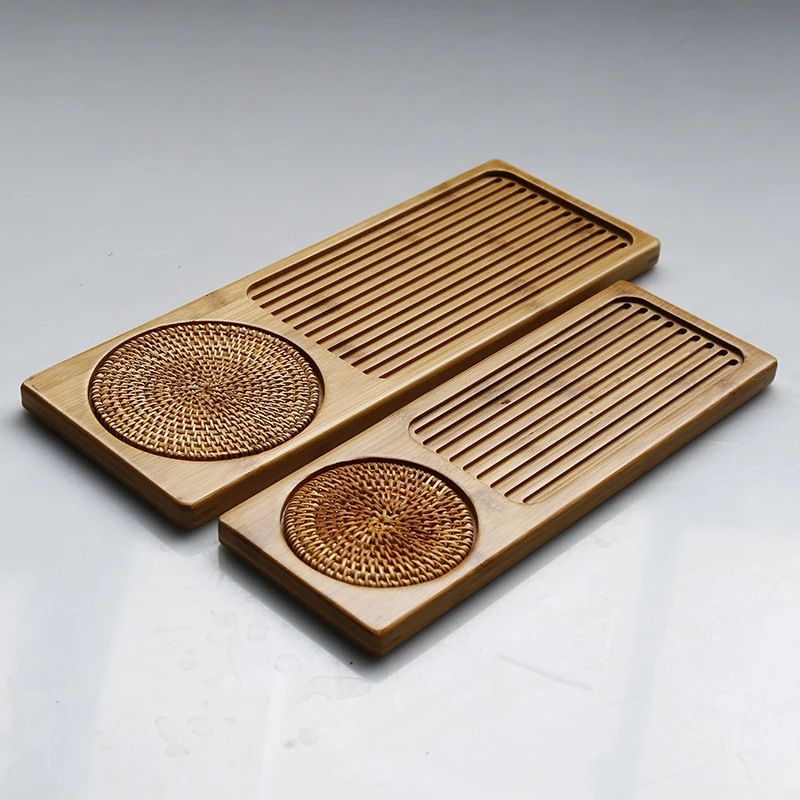 Natural Bamboo Wood Tea Tray Dry Pounding Stage Small Size Handmade Home Use Simple Gongfu Tea Set Tea Tray  Wood Tray