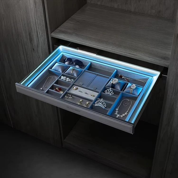 Jewelry Cassette Light Emitting Diode Light Pull Out Trouser Rack Wardrobe Furniture Pull Out Trouser Rack