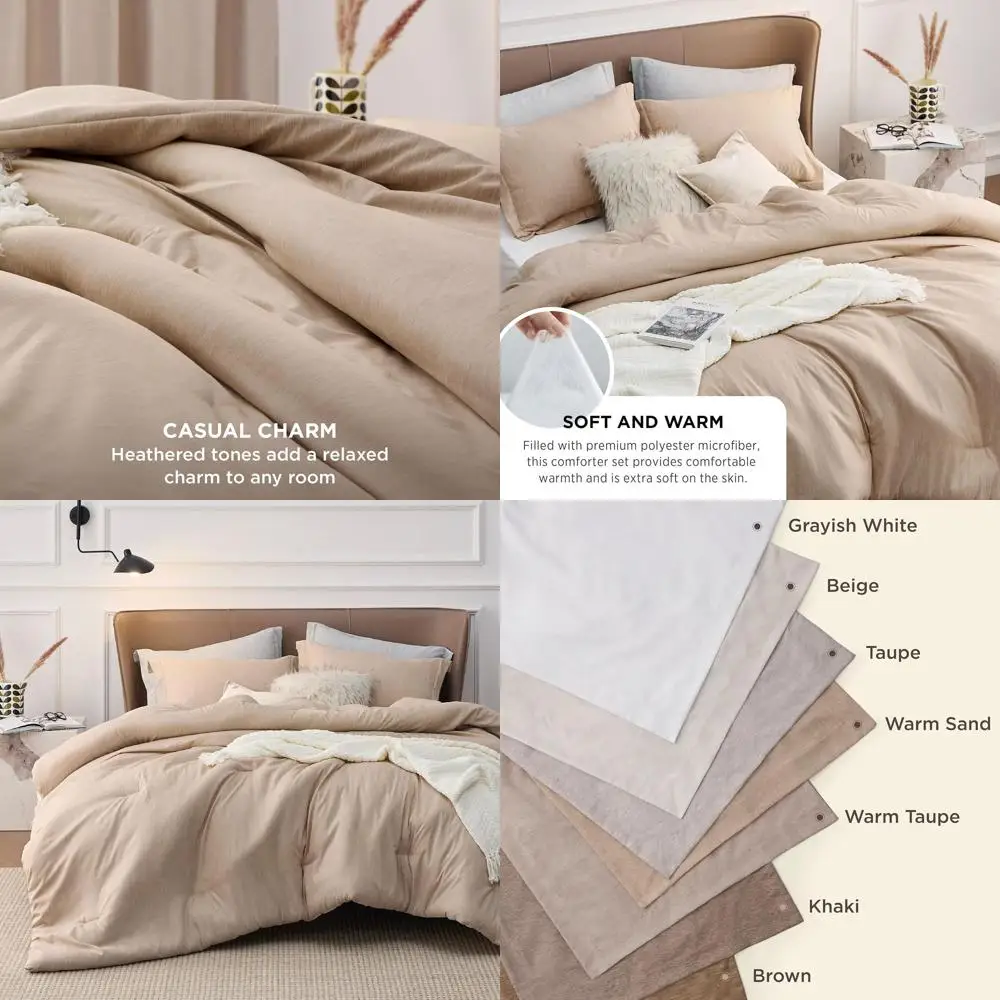 

Комплект постельного белья Warm Sand - всесезонный, с катионным окрашиванием, 3 предмета, размер California King, с наволочками.