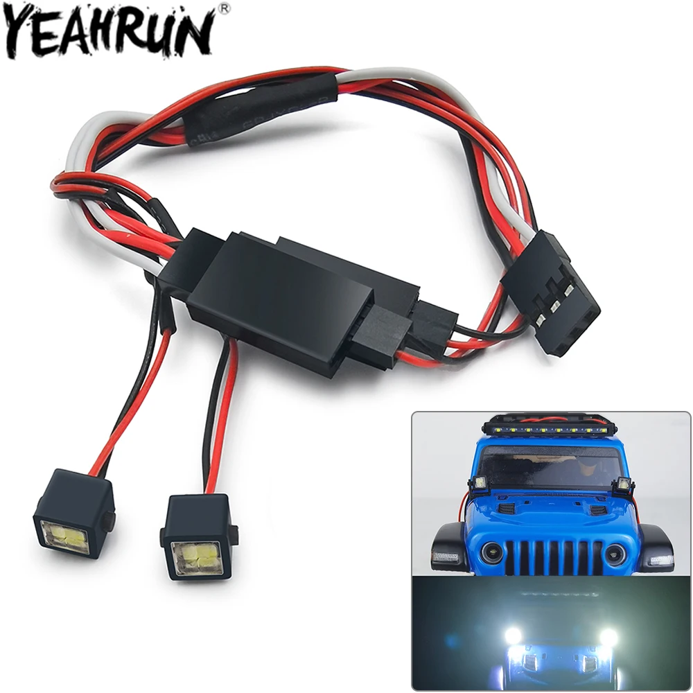 YEAHRUN LED Light Spotlight Decoration Lamps for 1/24 RC Crawler Axial SCX24 Wrangler AXI00001 02 04 05 Upgrade Parts