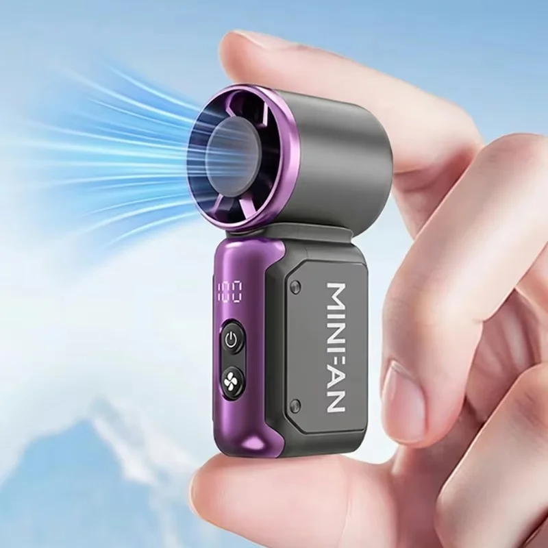 Hot In Stock Portable Mini Handheld Turbo Fan LED Display High Speed Rechargeable Cooler Outdoor Desktop Cooling Fan Gift
