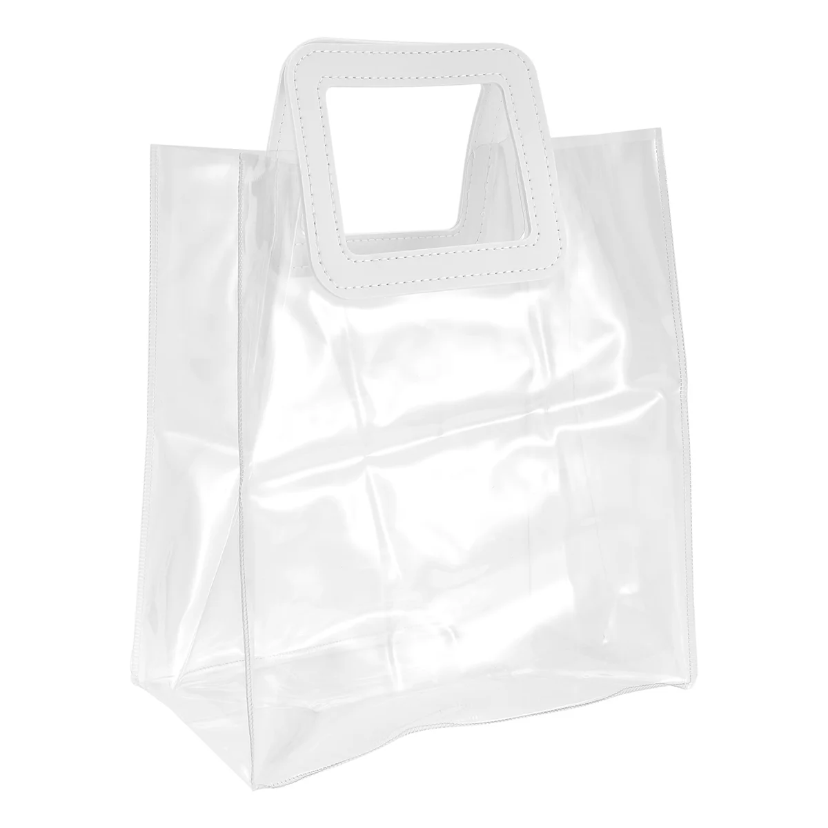 FZFZ 透明トートバッグ PVC プラスチックハンドキャリーゼリーバッグ ハンドギフトバッグ付き 花束包装トートバッグ (S)
