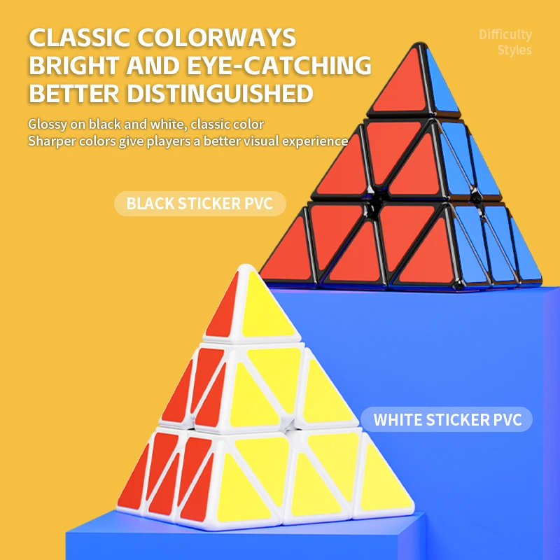 Pyramid 2x2 3x3 4x4 Cube Professional Pyraminx Speed ​​Cube, Triangle Puzzle Toy for Adult & Kids Logical Thinking Training Gift