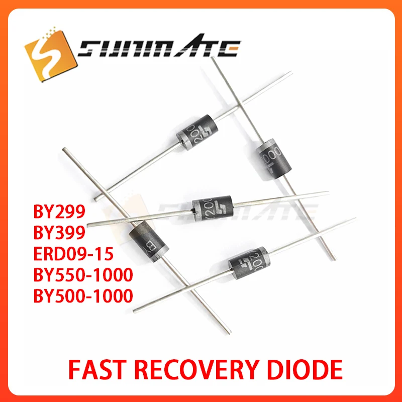 30PCS  BY299 BY399 ERD09-15 BY550-1000 BY500-1000  DO-27 fast recovery diode