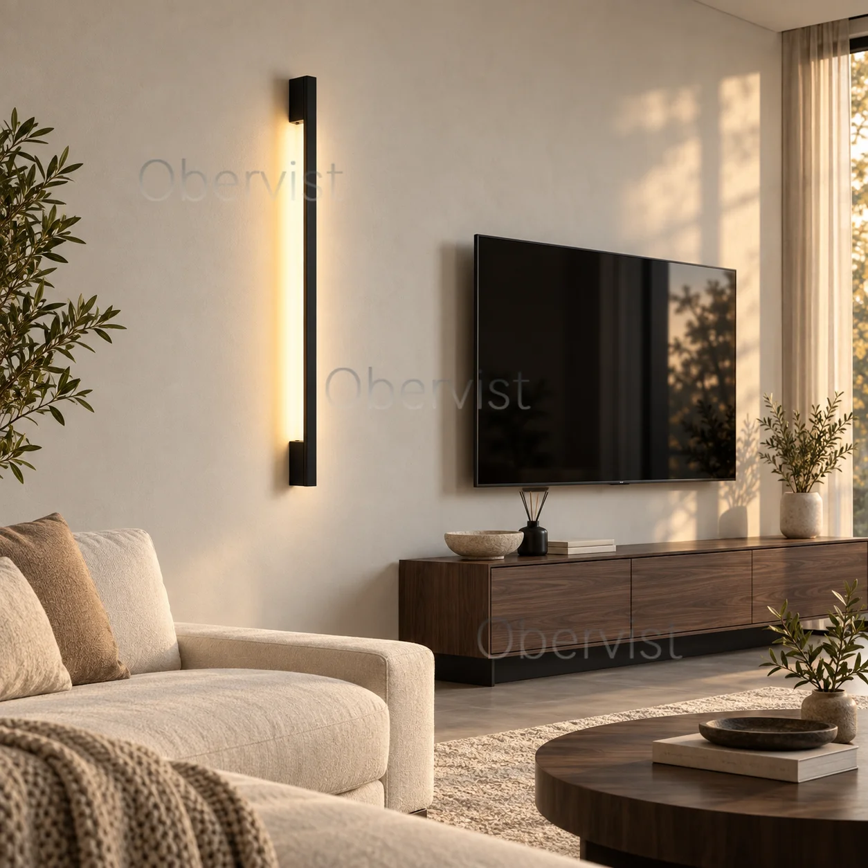 Modern Black Linear LED Wall Light, Warm Ambient Sconce for Bedroom, Living Room, Hallway and Entryway Decor