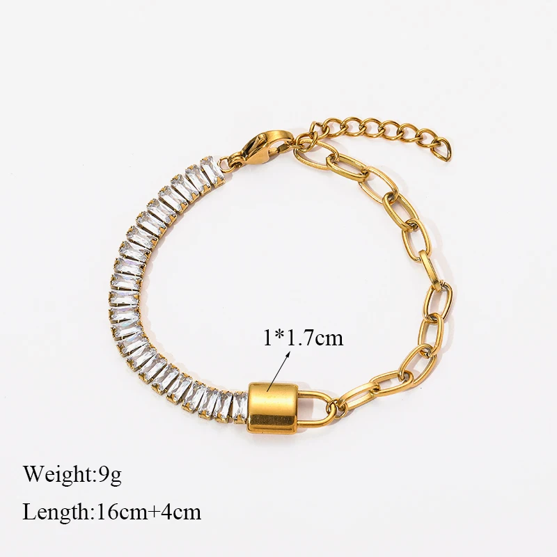 EILIECK 316L Edelstahl Einfache Zirkonia-Kettenarmbänder für Damen Wasserdicht Luxuriöser Glitzer Stilvoller Charm-Schmuck Geschenke – Detail 24