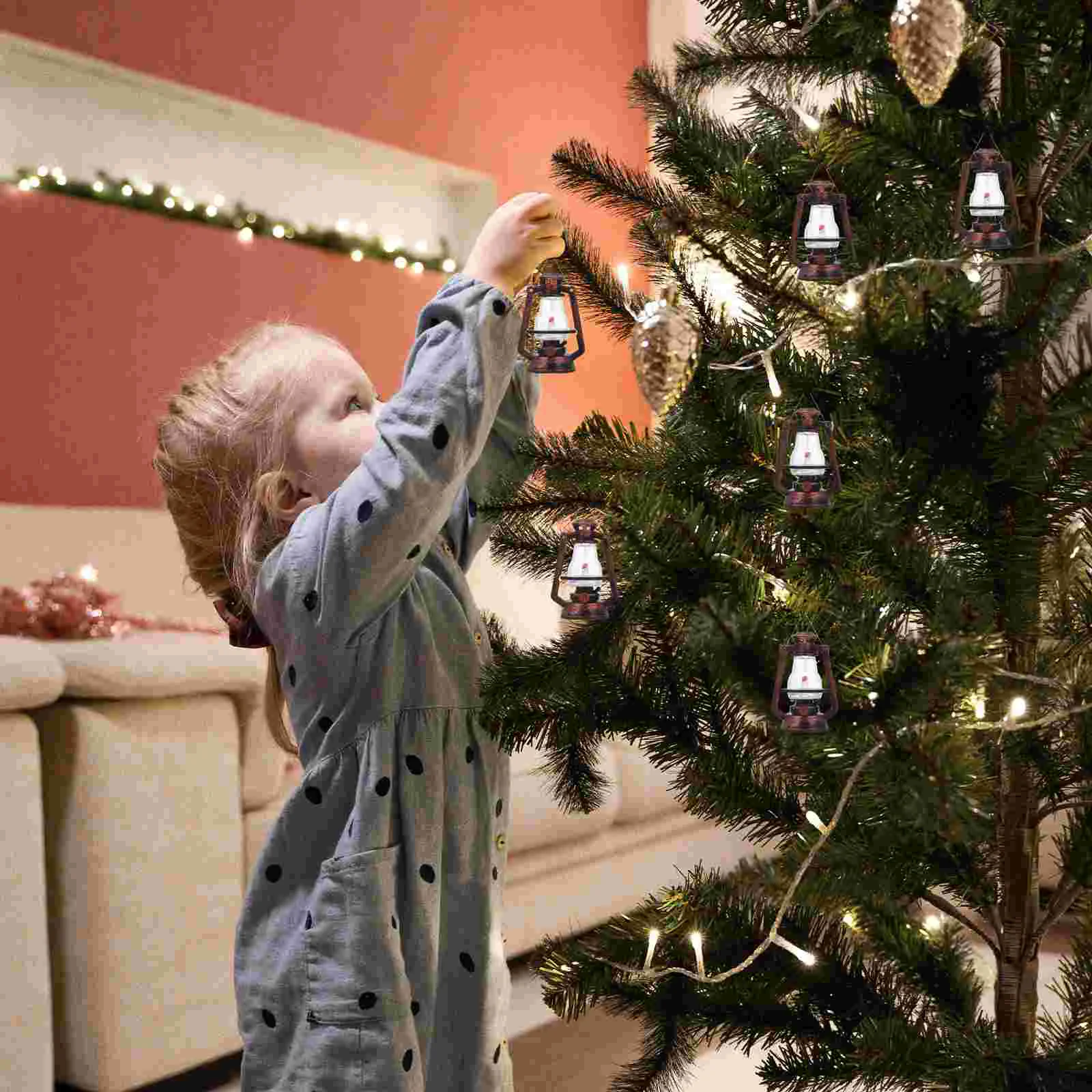 10 Uds Mini lámpara de queroseno simulación colgante linterna decoración juguete decoración de la casa luces de Navidad Hada al aire libre árbol de Navidad