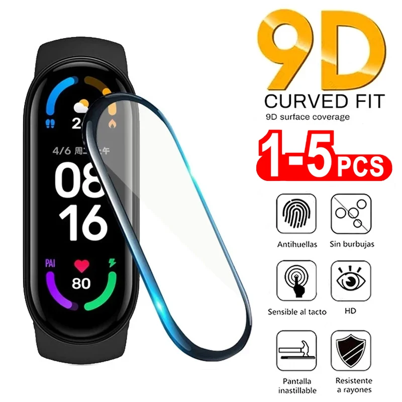 9D Protective Glass for Xiaomi Mi Band 8 Pro Film Protector for Mi Band 7 Smart Watchband 6 Full Screen Protector Miband 7 6 5 4