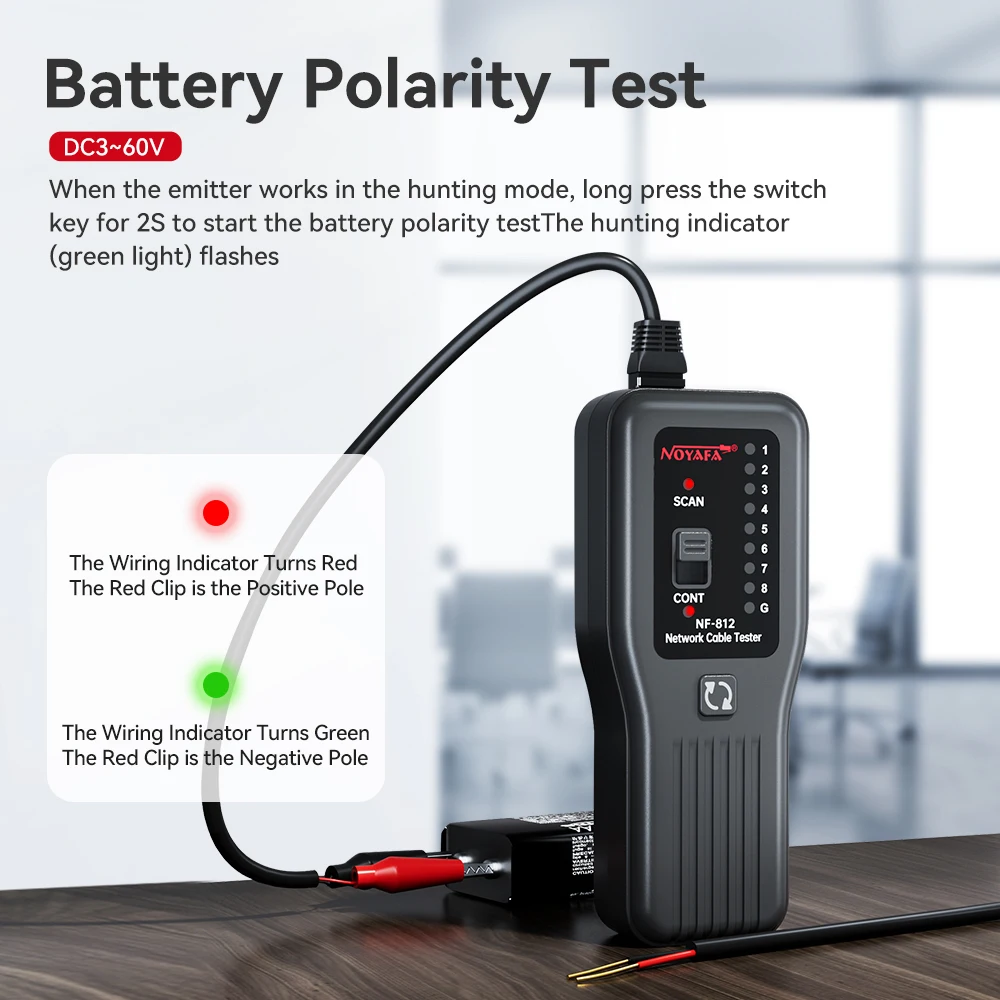 Noyafa NF-812 Tester per cavi di rete RJ45 RJ11 rilevatore di cavi Tracker per cavi resistente alle ustioni Tester di continuità 100V strumenti di rete