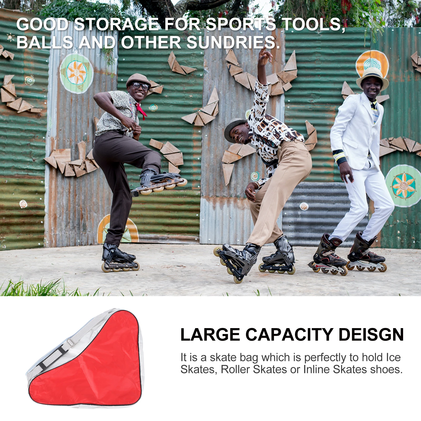 

Skate for Ice Skating Roller Skate Bag Large Capacity Durable Universal Travel Accessories Bright Color Single Shoulder Bag