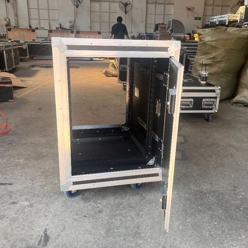 Professional  20U Sliding Door Flight Case Aluminium Shockproof Rack Cabinet Hidden Door Panel Amplifier Audio Mixer Cabinet