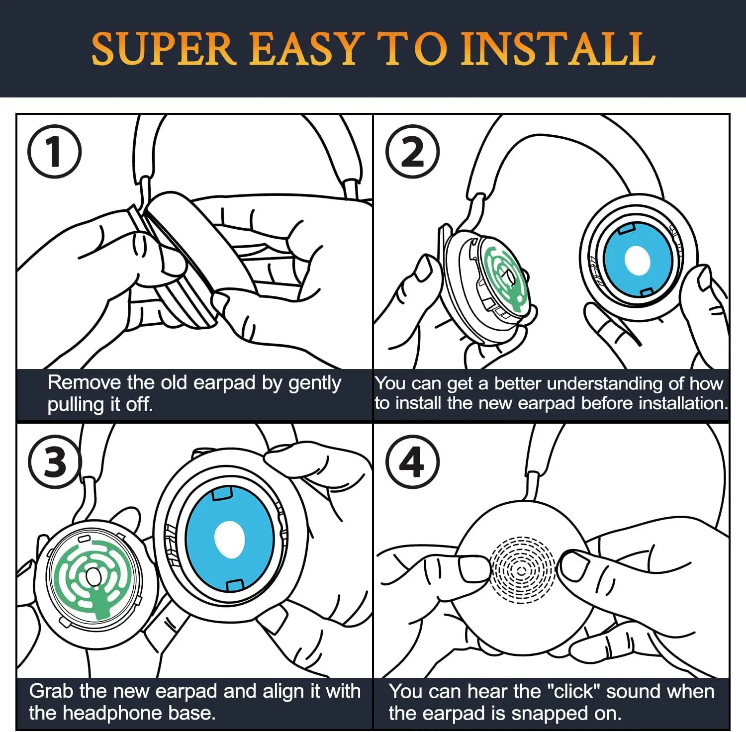 Oreillettes de remplacement pour casque sans fil Jabra EvolLi2 75, PC, coussins plus doux, ne convient pas à Evolve 75