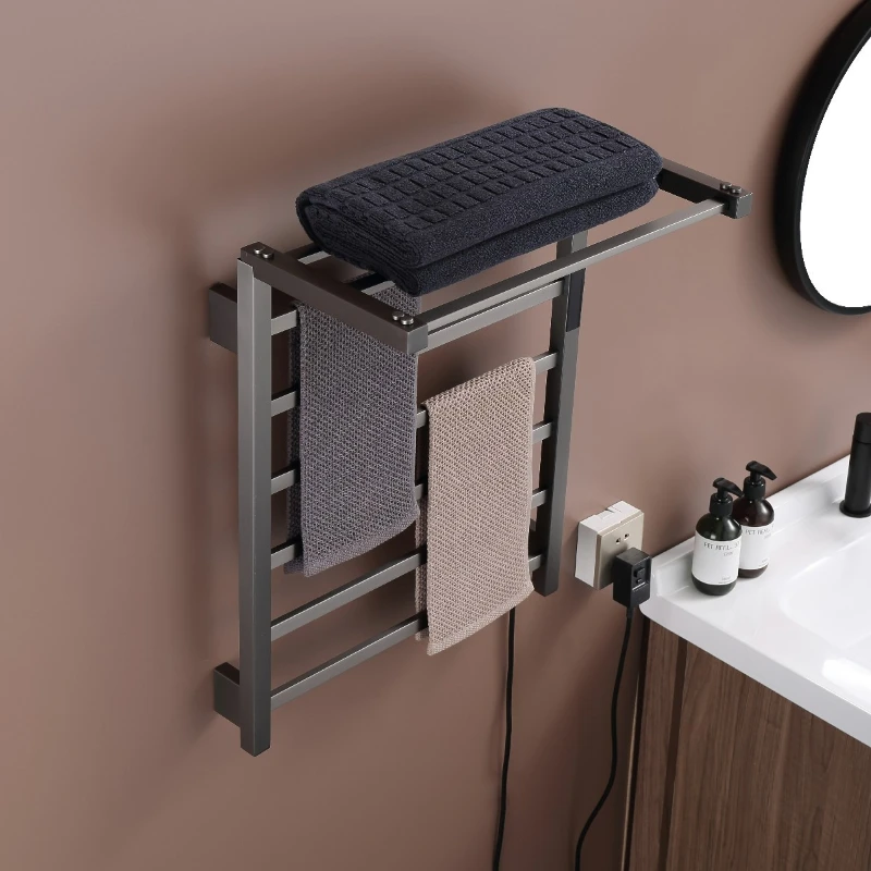 Wall Mounted Heated Towel Rail Stainless Steel Folding Electric Towels Heater Rust Proof Clothes Dryer Antibacterial Household