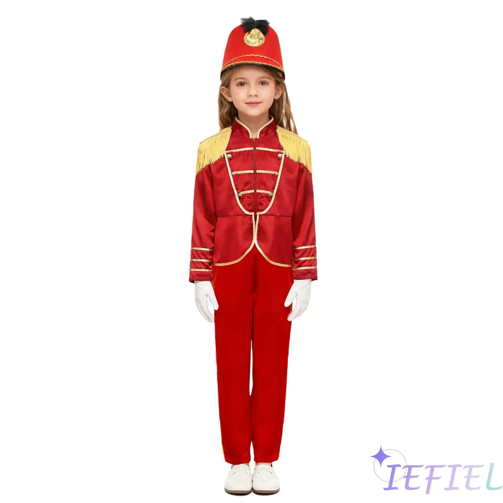 

Kids Complete Marching Band Ensemble Drum Majorette Jacket Outfit with Detailed Accessories Drum Band Uniform for Performances