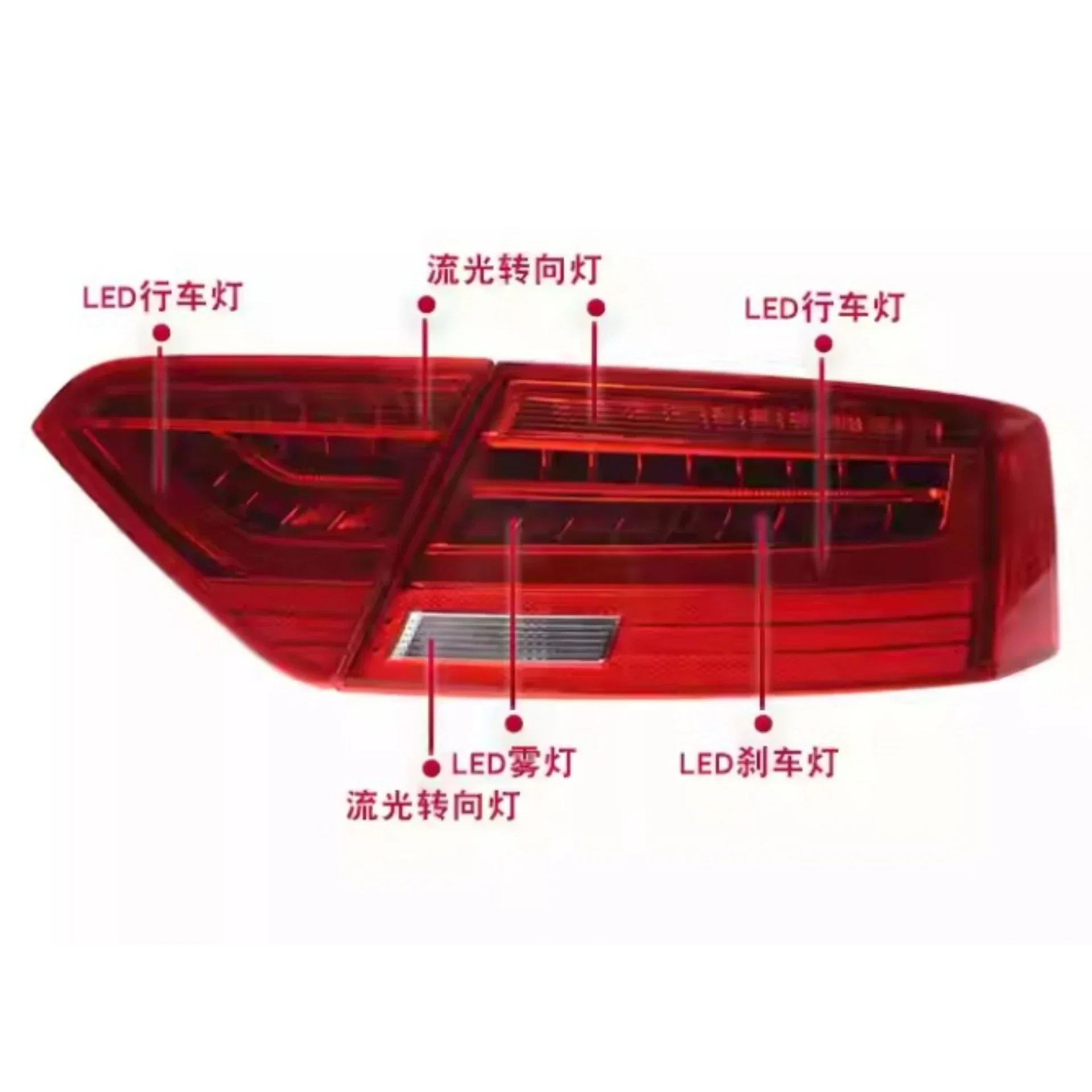 for A5 2008-2016 Convert Turn Signal Brake Lamp Backup Light Auto Accessories New Style Led Taillight Assembly