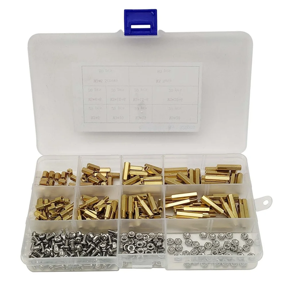 For m3 Brass Standoffs 320pcs Hex Pillars with Internal External Threads 6 8 10 12 15 20mm for DIY Electronics