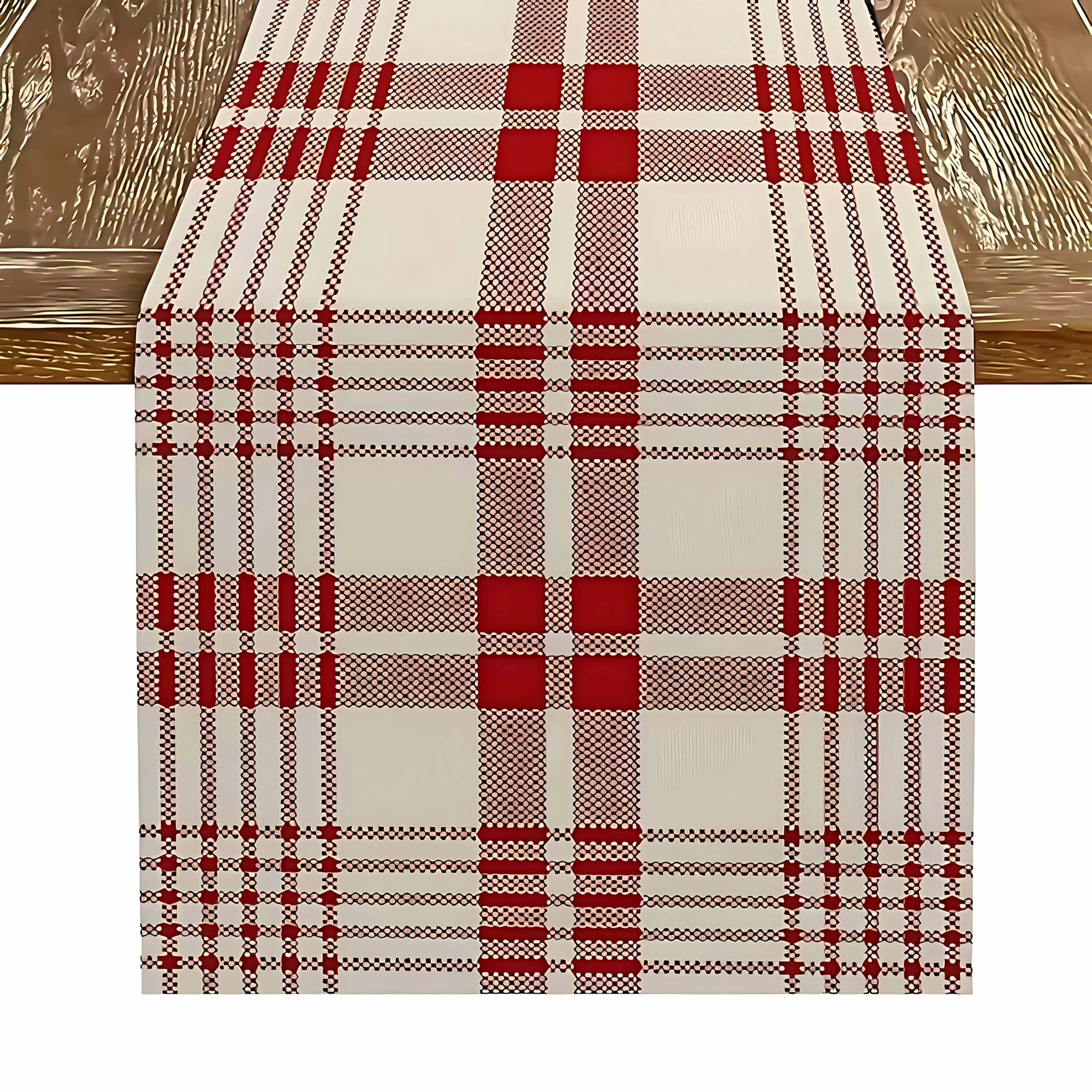 Classic Checkered Table Runner - Durable Easy Clean Rectangular Rustic Farmhouse Decor for  Wedding Party