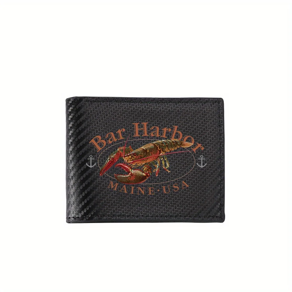 Lobster Harbor,Maine,Anchor,USA Men's Wallets Simple Business Modern Stylish Printing Design Gifts For Father Boyfriend Christma