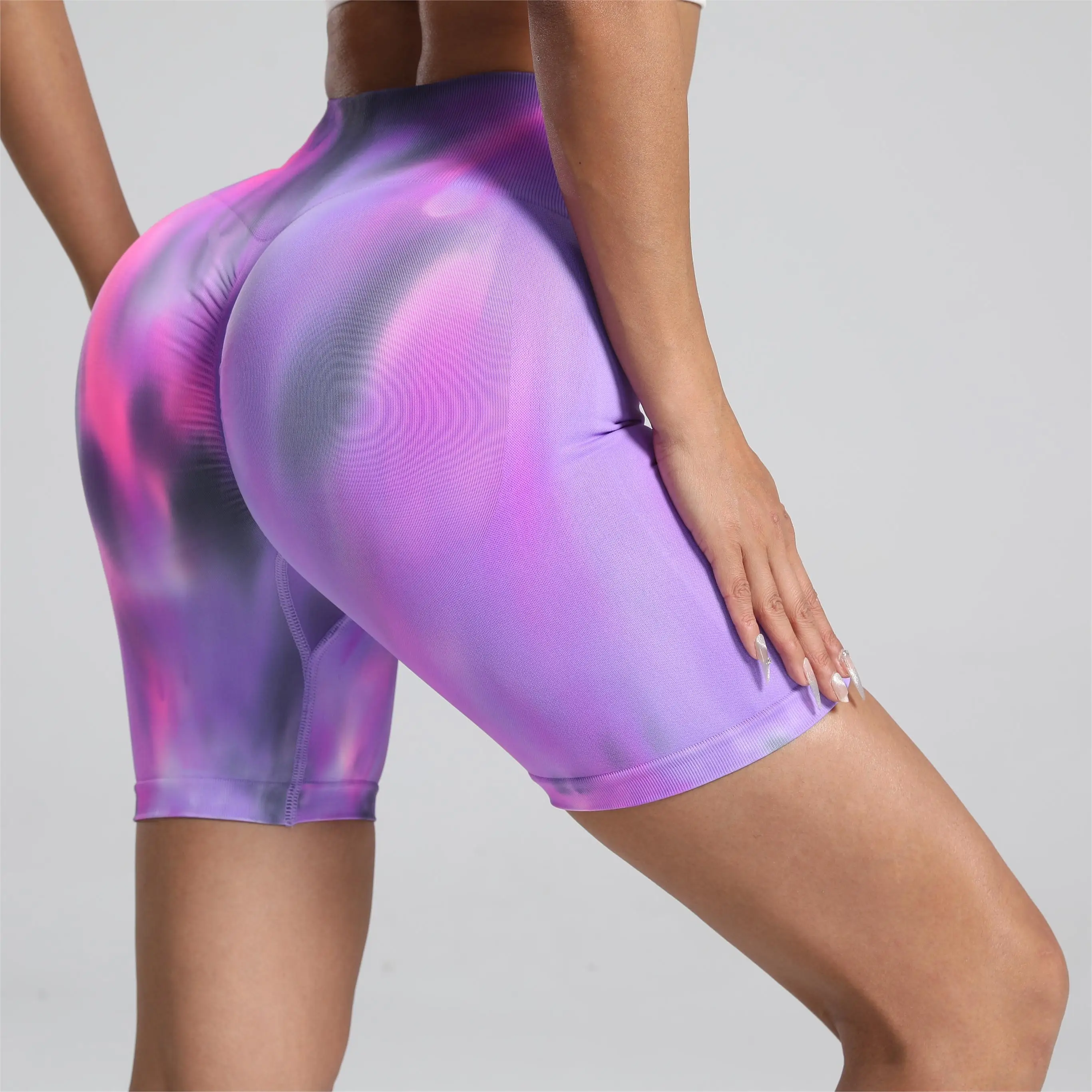 Women Tie Dye Gym Leggings Seamless Push Up Tights Training Pants Scrunch Sports High Waist Butt Lifting Workout Yoga Leggins