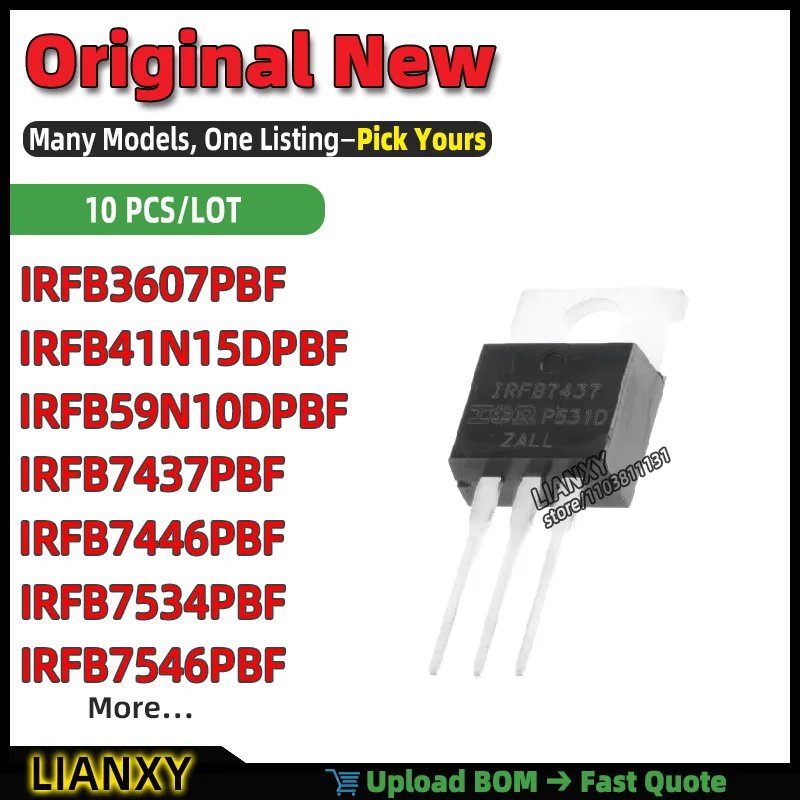 IRFB7437PBF IRFB7446PBF IRFB7534PBF IRFB3607PBF IRFB41N15DPBF IRFB59N10DPBF IRFB7546PBF TO-220AB N-CHANNEL MOSFET New Original