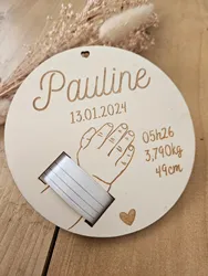 Personalized Engraved Bracelet Holder Wooden Birth Bracelet Support Maternity Bracelet Keepsake Card welcome baby card