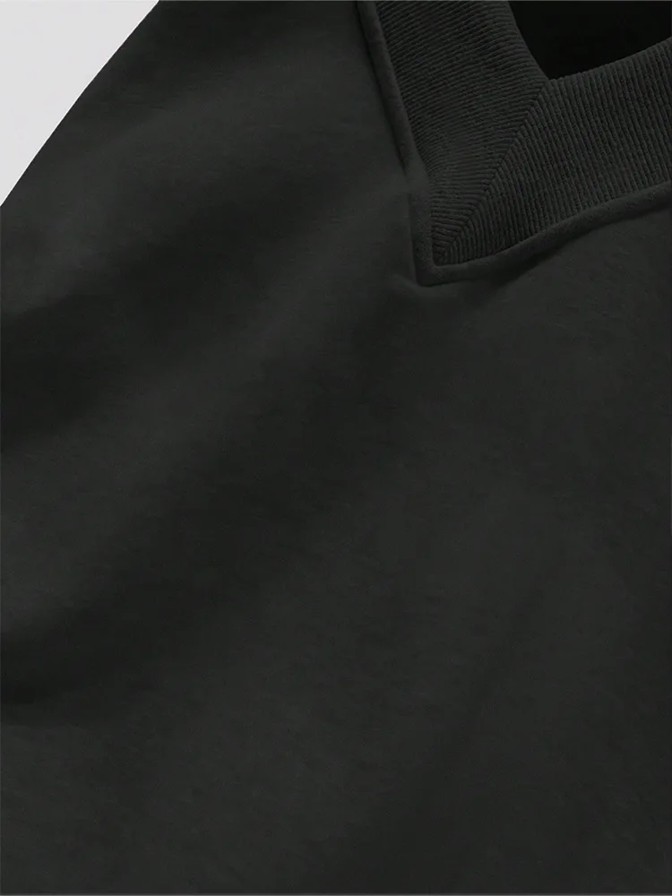 Women Fall V Neck Sweatshirt Loose Fit Long Sleeve Pullover Top Casual Solid Color Oversized Streetwear for Autumn Daily Wear