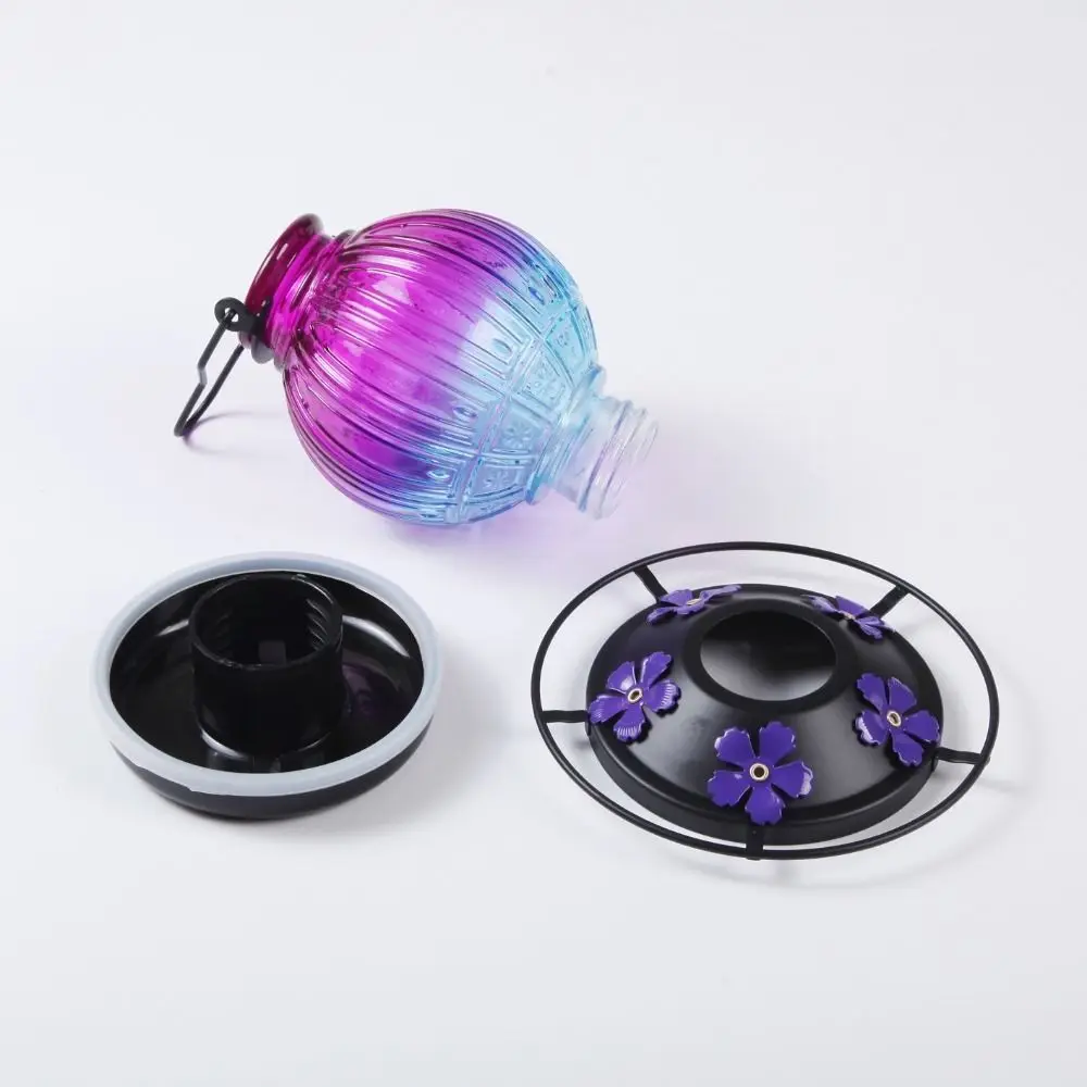 Comedero Colgante de Vidrio para Colibríes, Resistente a la Intemperie, a Prueba de Fugas, Comedero Automático para Pájaros con 5 Orificios en Forma de Flor, Contenedor de Agua para Pájaros