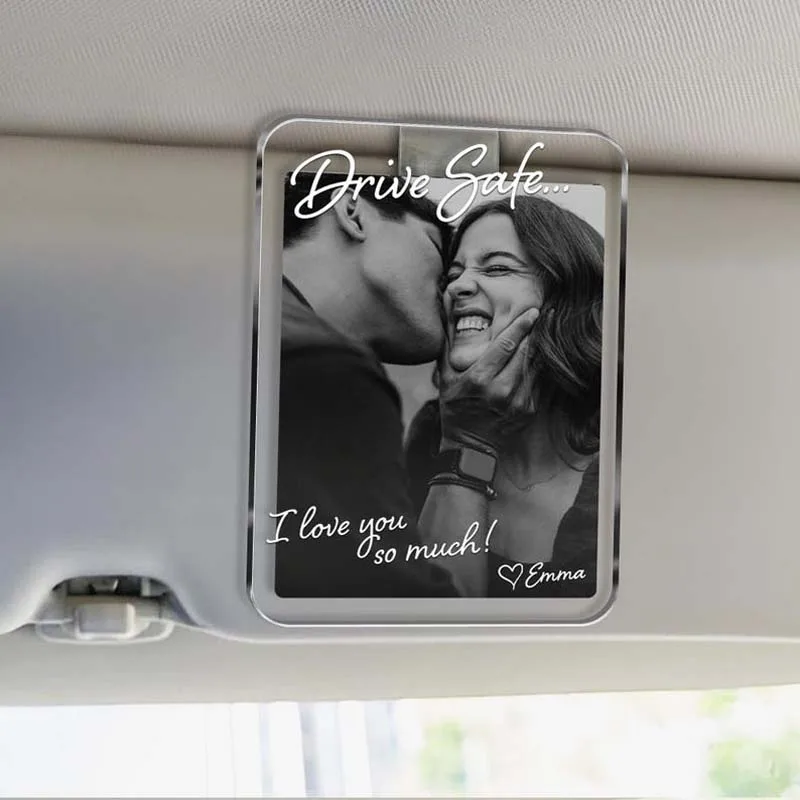 Custom Photo Car Visor Clip Gift for Him, Drive Safe Gift, Custom Couple Photo Keepsake Gift, Valentine’s Gift for Boyfriend