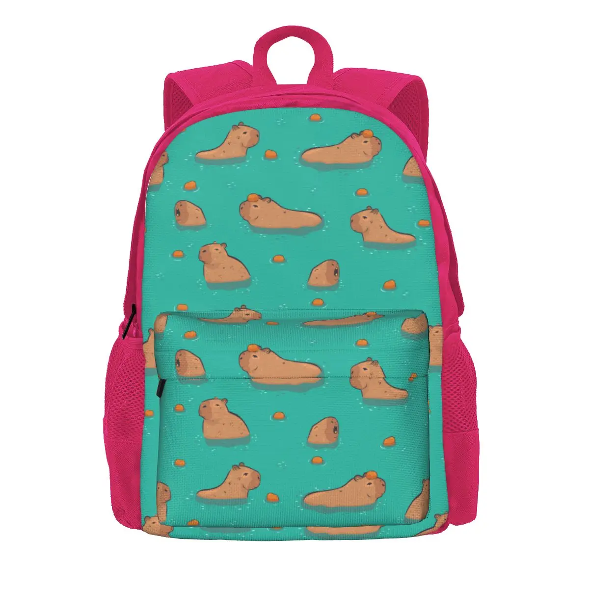 Capybara na água mochila feminina 3d estudante saco de escola bonito animal computador mochila meninos meninas ombro