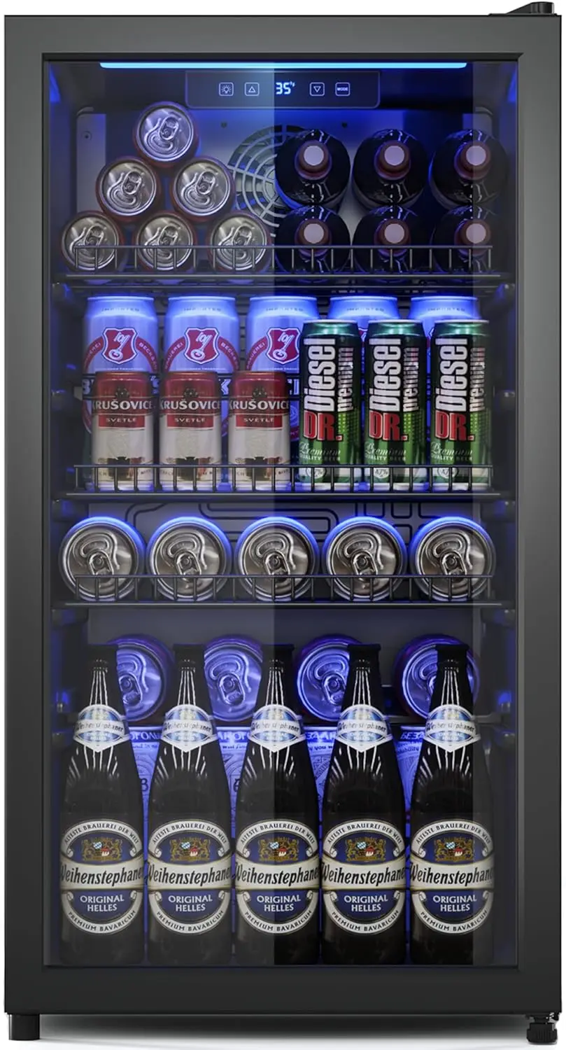 

Tehanld Refrigerador para Bebidas, Mini Refrigerador para 130 latas con Puerta de Vidrio, Refrigerador Enfriador de Bebidas, Ref