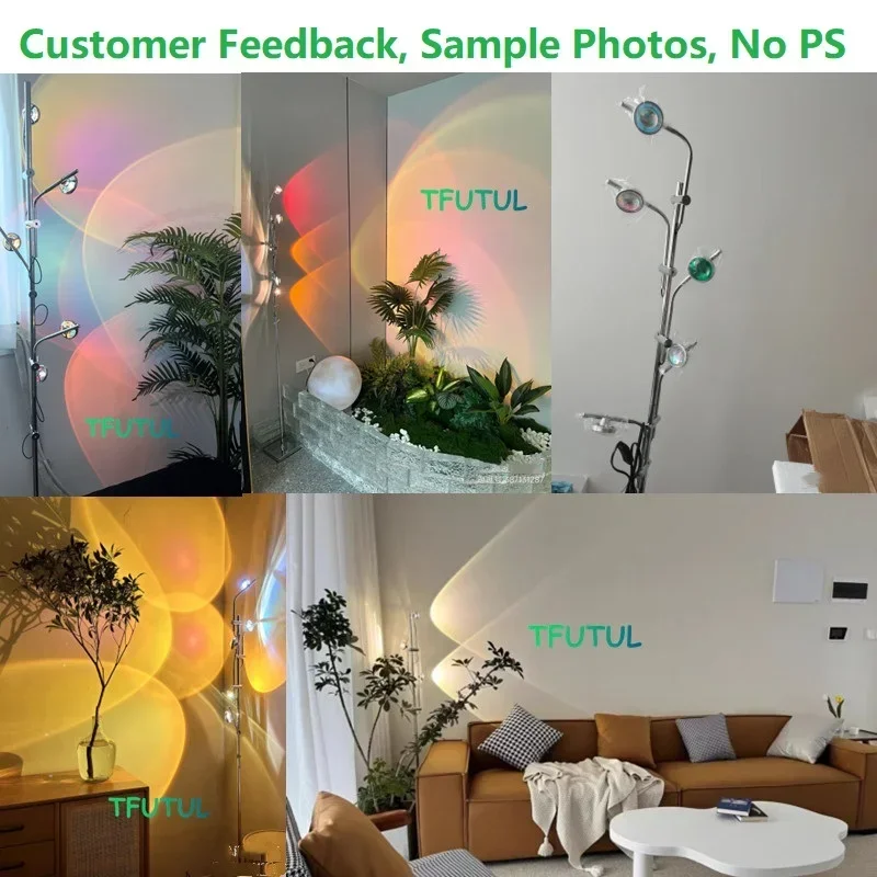 Lámpara de pie de proyección LED de lujo, luces de pie de arco iris nórdico, arte de Bar, dormitorio, mesita de noche, decoración del hogar, envío