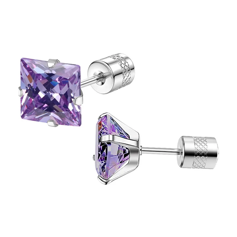 3-8mm Schwarz-Weiße Quadratische Zirkon-Ohrstecker aus Edelstahl mit IP-Beschichtung, kein Verblassen, antiallergisch – Detail 5