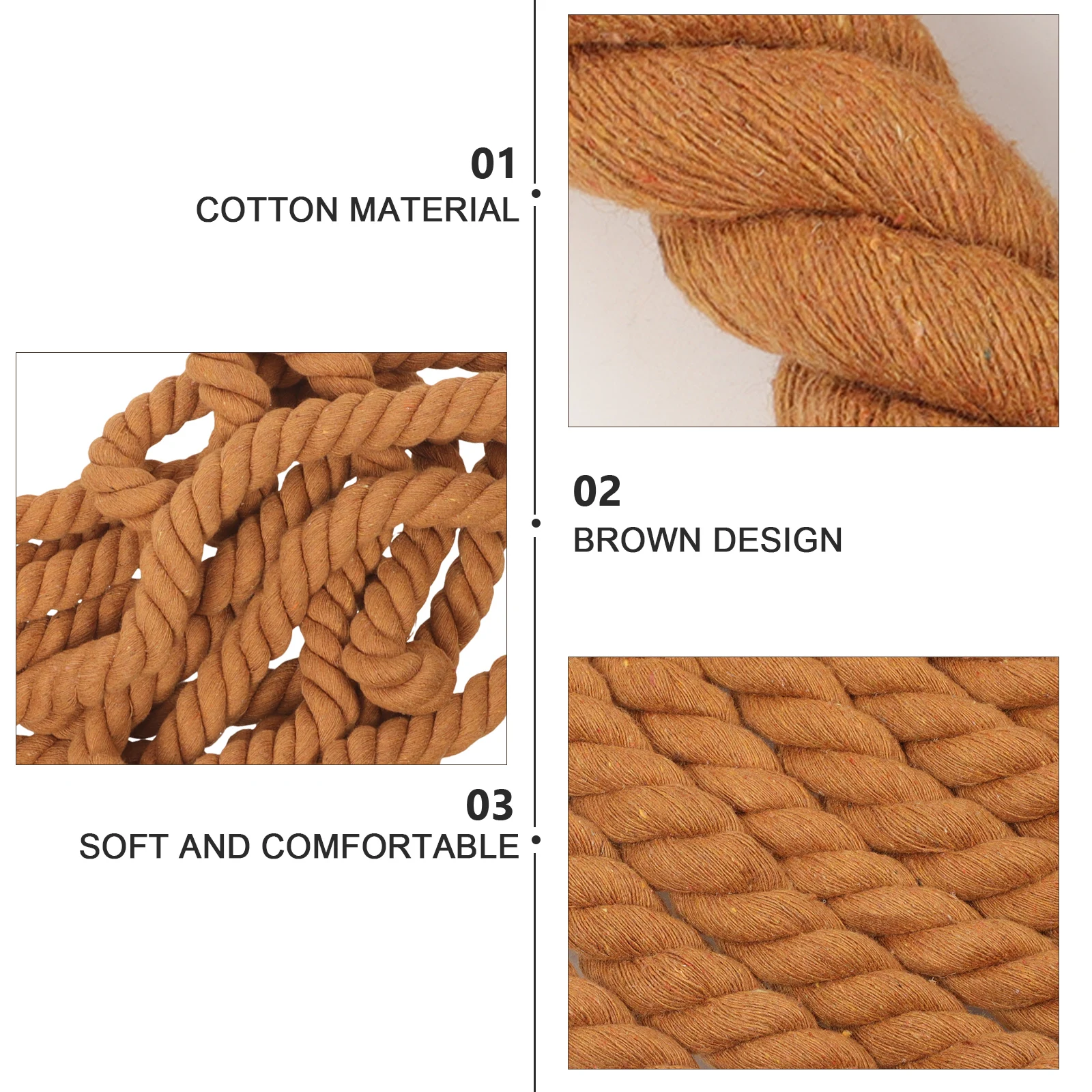 

8M Cotton Tug of War Rope Thick Pulling Games Outdoor Family Reunion Kids Brown Twisted Decorative
