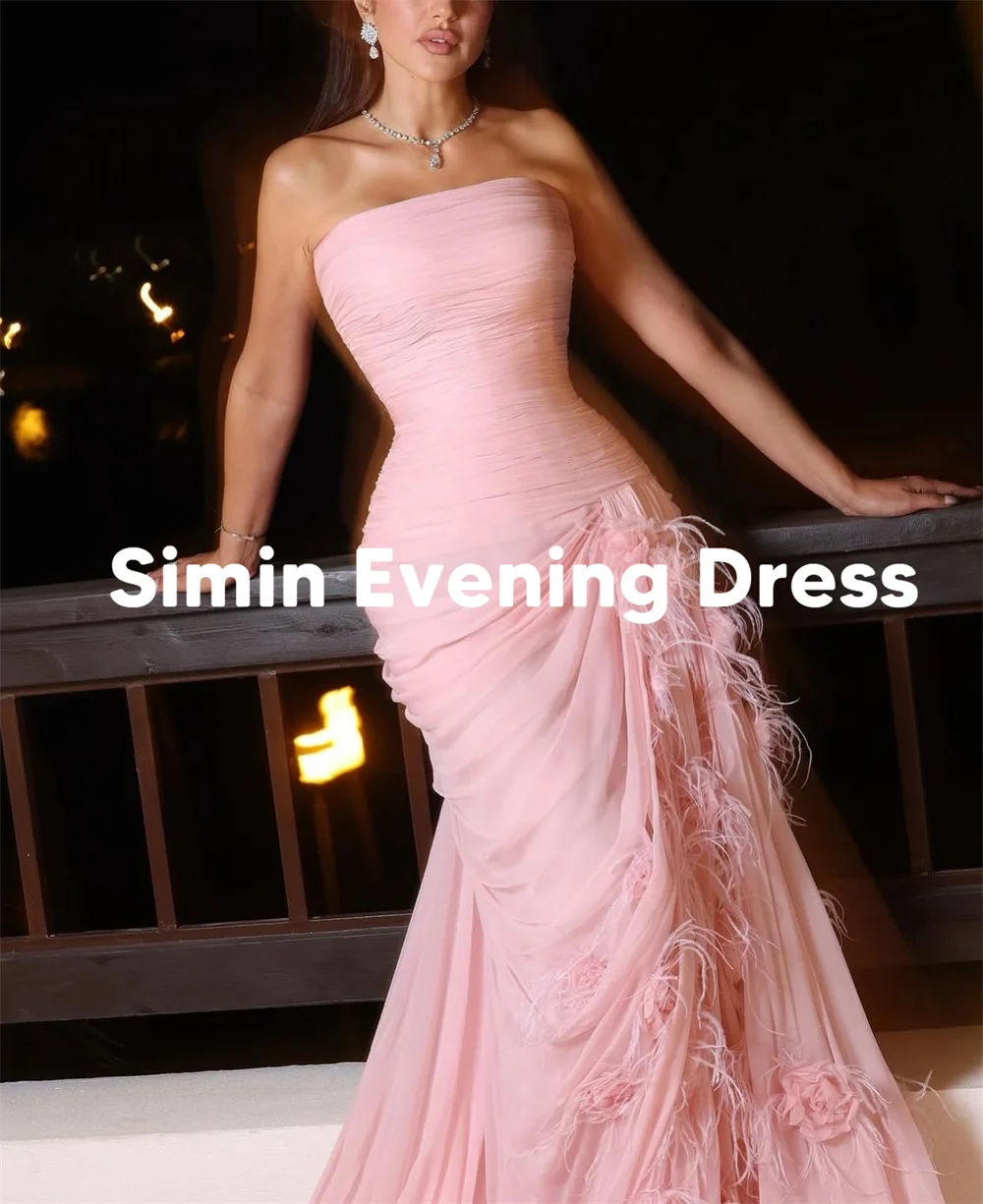 Simin – robe de soirée de forme sirène pour femmes, personnalisée, sans bretelles, plissée, sans manches, longueur au sol, robes formelles élégantes, 2025