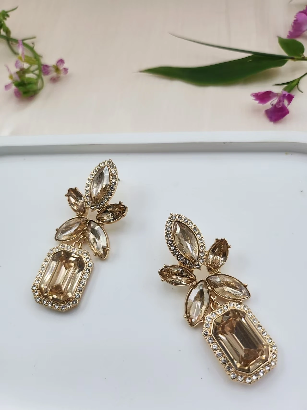 

Simple flower women personality square earrings punk party gifts
