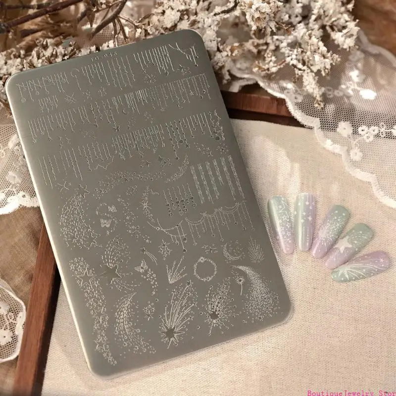 E1PE Practical Design Plate Tulips Themed Stainless Steel Texture Stencil Suitable for Manicure Enthusiasts Present