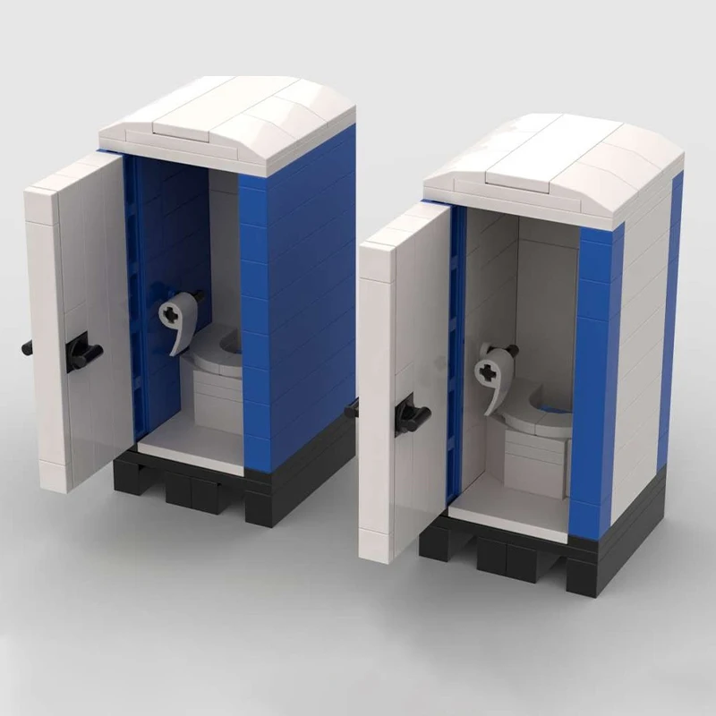 214PCS MOC Portable 121 Toi-Toi Toilet Mini Building Model Modular Building Blocks DIY Creative Assembly Toys Gift