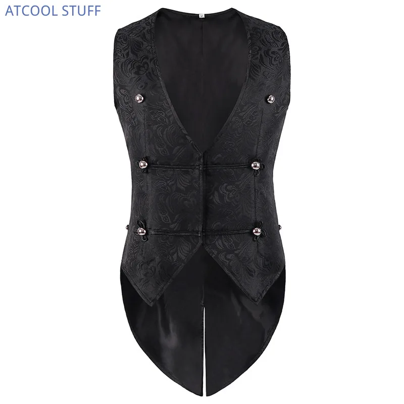 Renaissance Medieval Noble Waistoat Slim fit Cosplay Gothic Swallowtail Jacket Vest Victorian Jacquard Tailcoat Party Costume