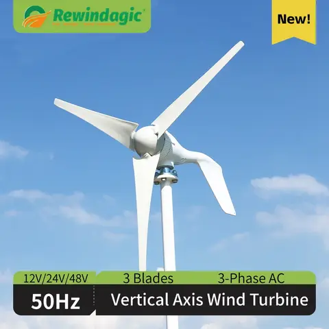 Horizontal Wind Turbine Generator 2000w 2kw 24V 12V 48V Free Energy Magnetic Dynamo Strong Power 220v Inverter Output For Home