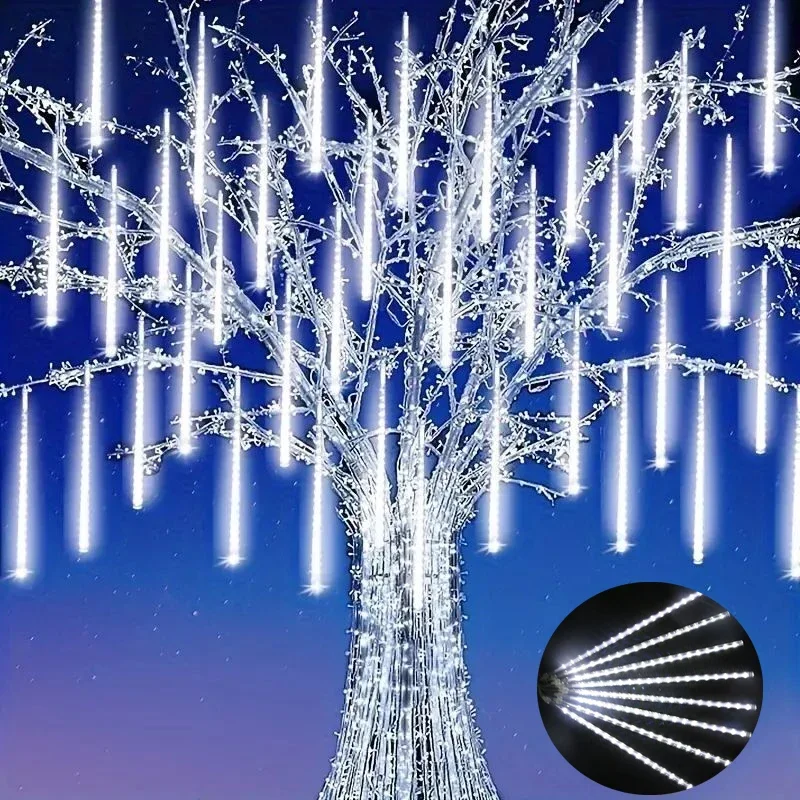 32/24/16/8Tube Outdoor LED Meteor Shower String Lights for Street Garland Wedding Christmas Holiday Decorations Navidad 2025