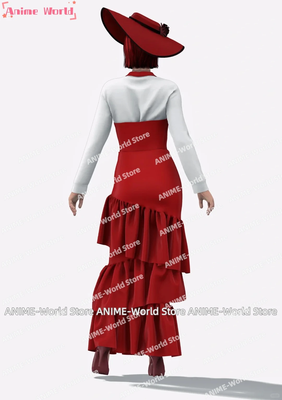 《Custom Size》Black Butler Angelina Red Madam Red Dress Cosplay Halloween Adult Costumes Women Any Size Cos Clothes Wig