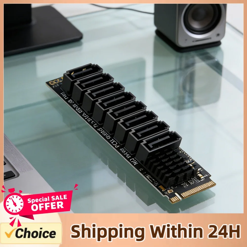M.2 M KEY NVMe To SATA Convert Card with Smart Indicator M.2 M-Key PCIE3.0 To SATA Adapter Tools Included YLB3118 6Gbps 8 Port