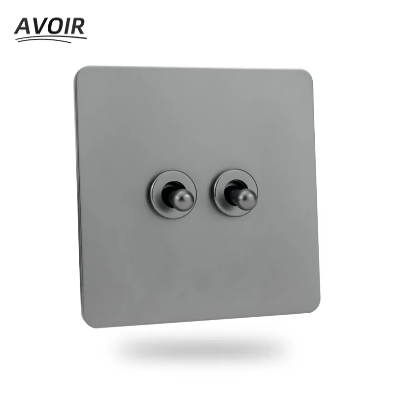 

Avoir Gray Stainless Steel Toggle Switch Home Wall Light Switch EU FR Electrical Sockets Outlets Vintage Switches CAT6 RJ45 USB