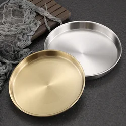 1 Pcs Korean Style 304 Stainless Steel Plate Flatbottomed Thickened Tray Sausage Powder Steaming Dish